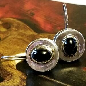 RARE Silpada Sterling Silver & Black Onyx Earrings
